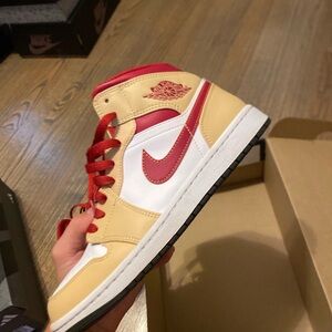 Jordan Sneakers Red and Cream